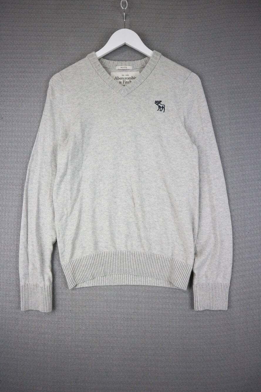 Abercrombie & Fitch Grey Muscle V Neck Sweater Vintage Medium